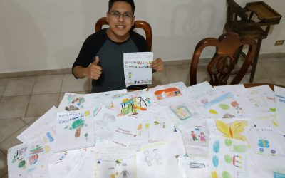 Con dibujos agradecen los niños de la zona tének a Edson Quintanar