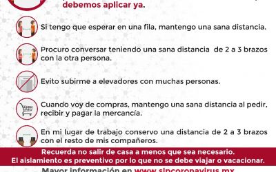 SS REITERA LA IMPORTANCIA DE UNIRSE A LA JORNADA NACIONAL DE SANA DISTANCIA PARA EVITAR CONTAGIO DE COVID-19.