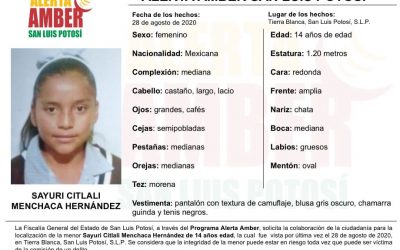 FGE ACTIVA ALERTA AMBER PARA LOCALIZAR A MENOR DE 14 AÑOS.