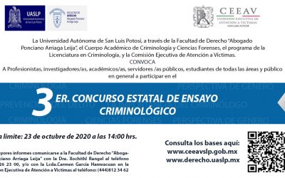 CEEAV CONVOCA AL TERCER CONCURSO ESTATAL DE ENSAYO CRIMINOLÓGICO.