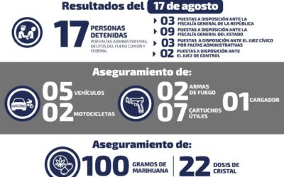 17 PERSONAS DETENIDOS POR ACTIVIDADES ILÍCITAS