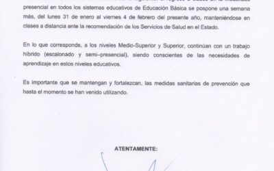 CLASES PRESENCIALES EN EDUCACIÓN BÁSICA SE POSPONEN UNA SEMANA MÁS