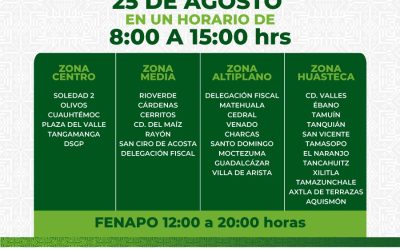 RECAUDADORAS DE FINANZAS DARÁN SERVICIO ESTE VIERNES 25 DE AGOSTO