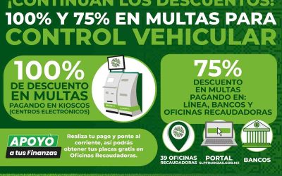 EN AGOSTO CONTINÚAN LOS DESCUENTOS EN MULTAS DE CONTROL VEHICULAR