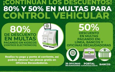 DURANTE JULIO CONTINÚAN LOS DESCUENTOS EN MULTAS CONTROL VEHICULAR: FINANZAS